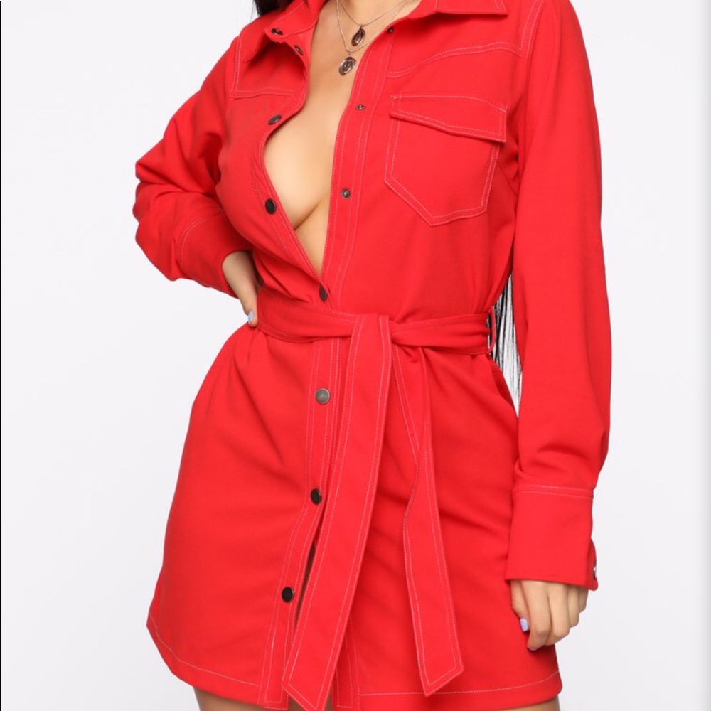 Short red street style dress